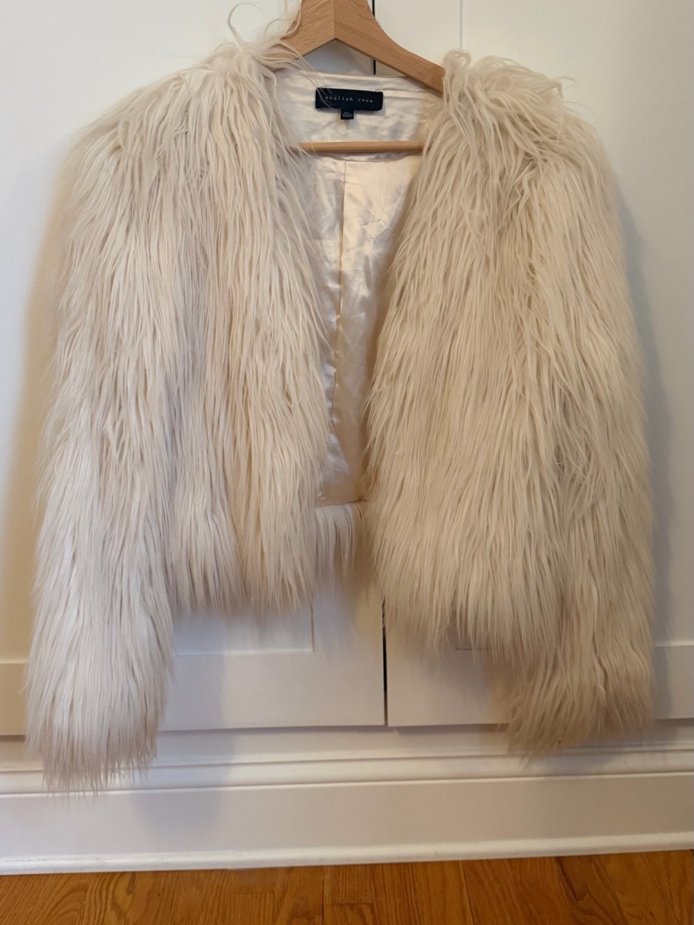 english rose Cream Faux Fur Teddy Jacket - Women's